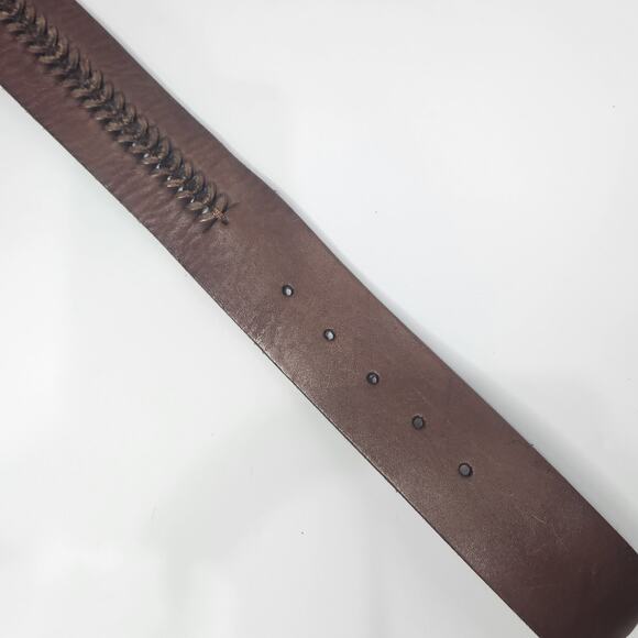 Lauren Ralph Lauren Brown Whipstitch Belt Brass Buckle 42\